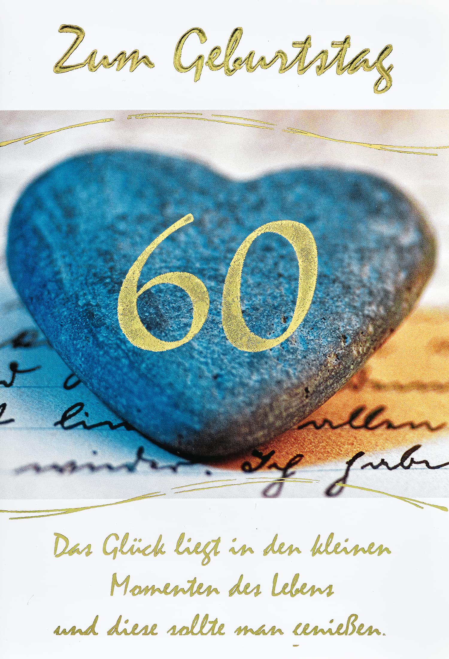 bsb 60th Birthday Card Woman & Man - Birthday Card in 11.5 x 17.0 cm - Birthday Card with Stone Heart Motif - 60th Birthday Card with Envelope - Birthday Cards