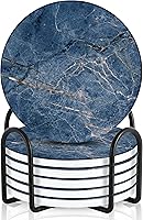 Vista 1 de Emerson - Posavasos absorbentes para bebidas, juego de posavasos de piedra natural con soporte, posavasos para mesa de café, protección de mesa