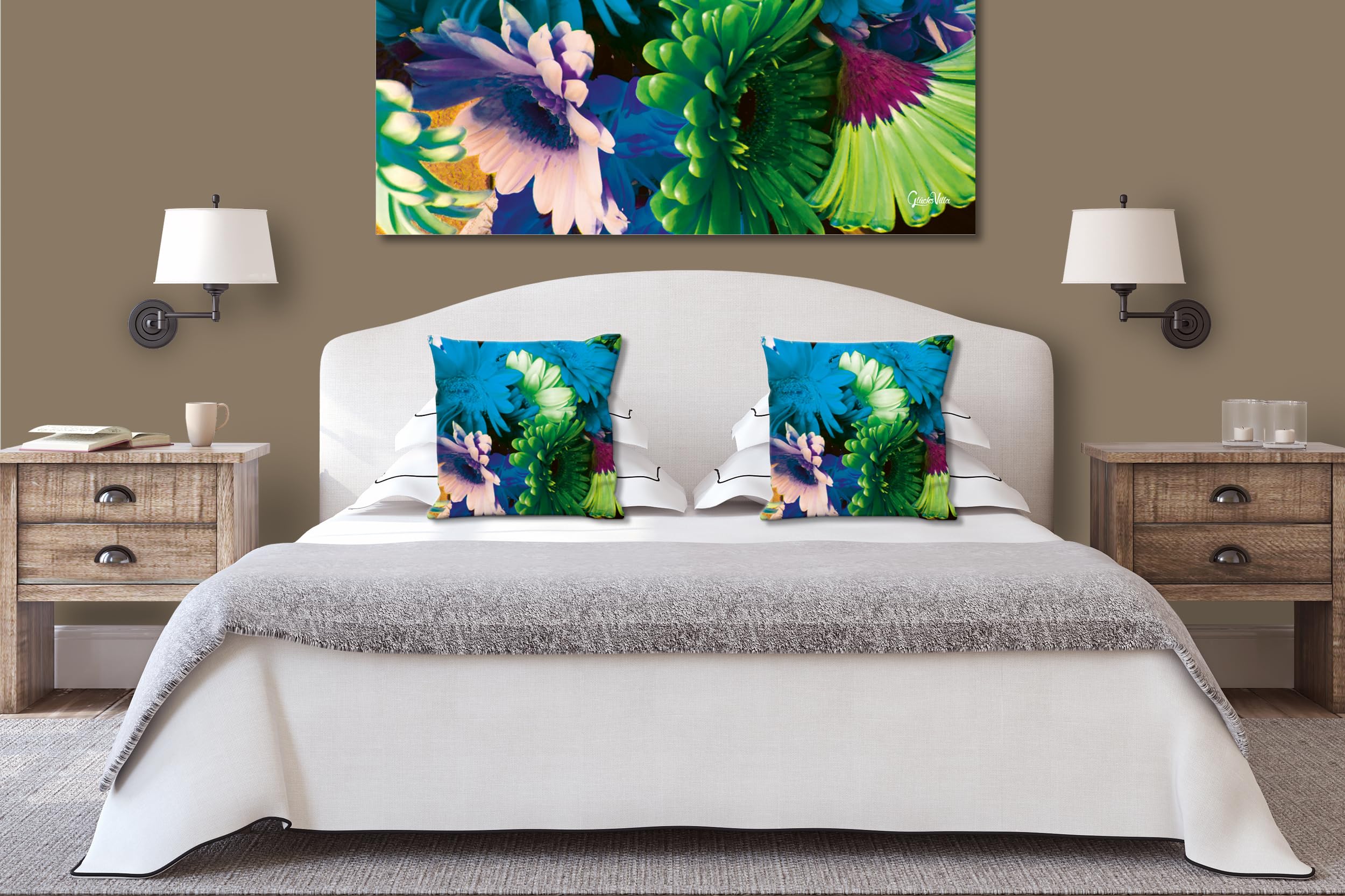 Flowers - Foto-Kissen-Hülle Set (2 STK.) 40 x 40 cm | Kissen-Bezüge - passend zu Wandbild - Deko-Kissen - Blume Blüte Pflanze Natur Garten