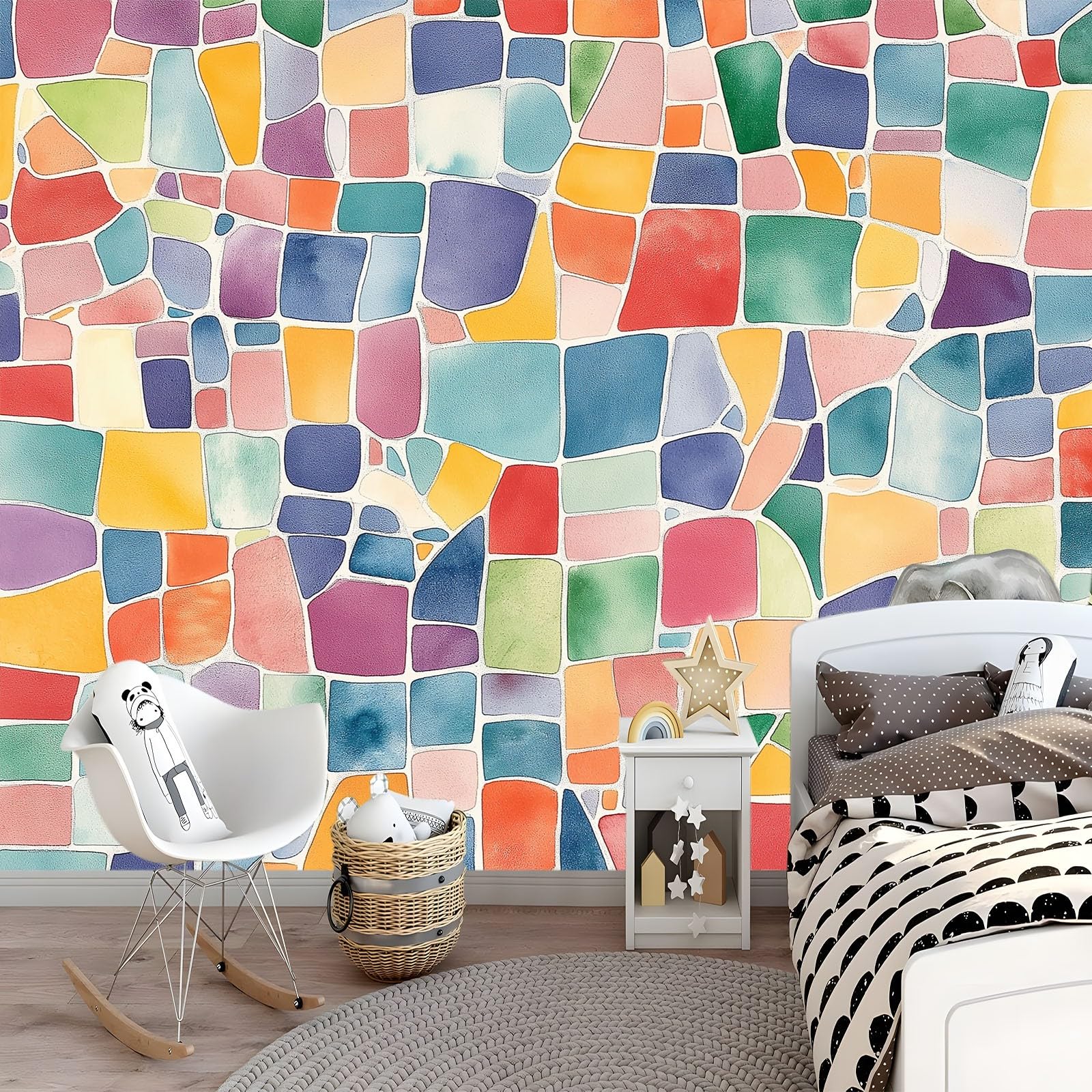 Generico Abstrakcyjne tło Mozaika Akwarela 3D Tapeta panoramiczna 400 x 280 cm, fototapeta z włókniny | Dekoracja fototapet do sypialni Kolor dziecka,