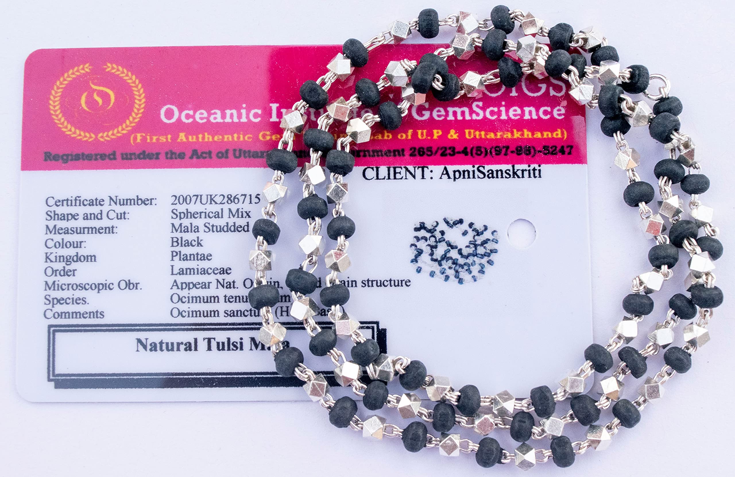 Apnisanskriti Black Tulsi Mala in Silver Designer Caps (5 mm, 55 Beads Certified) - Special Edition Big Size - Natural White Tulsi Beads - Pure Silver - Pack of 1 (B08JXC1DP8) Amazon Price History, Amazon Price Tracker