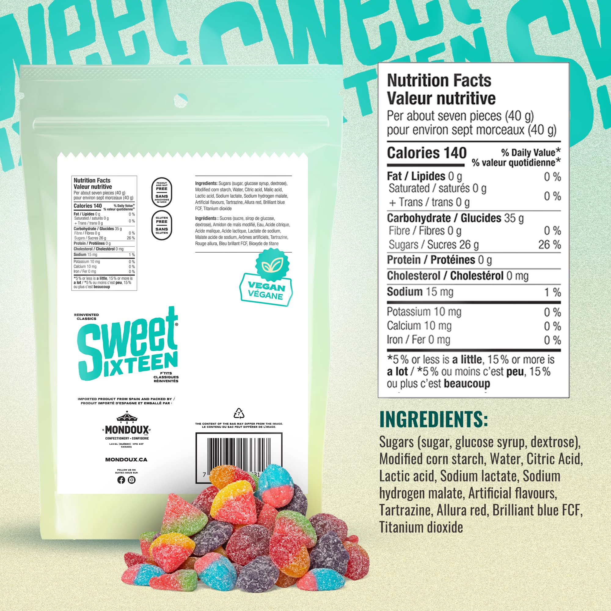Sweet Sixteen Vegan Sour Gummy Mix - Assorted Flavorful Gummy