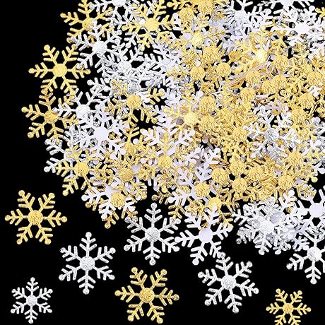 Deck Your Winter Wonderland with Shimmering Gold Snowflake Confetti