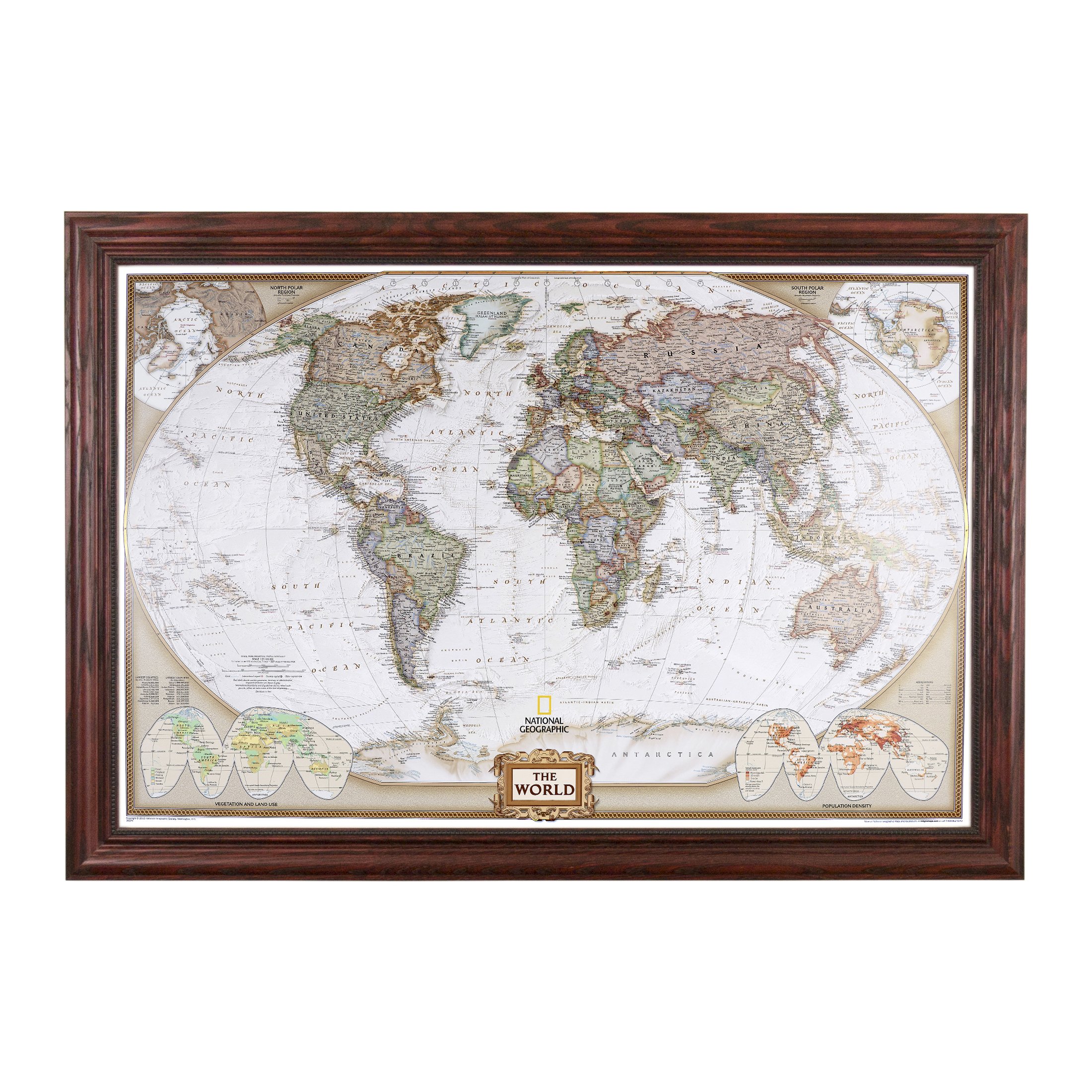Push Pin Travel Maps Customizable Wall Art - Executive World - Solid Wood Cherry - Framed Pin Map, Includes 150 Pins - Handcrafted in USA - 27.5" x