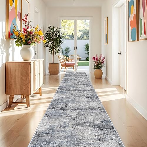 Miniatura 83 de RUUGME - Alfombra lavable abstracta de 4 x 6: alfombras de área para sala de estar con respaldo antideslizante, alfombra neutra resistente a