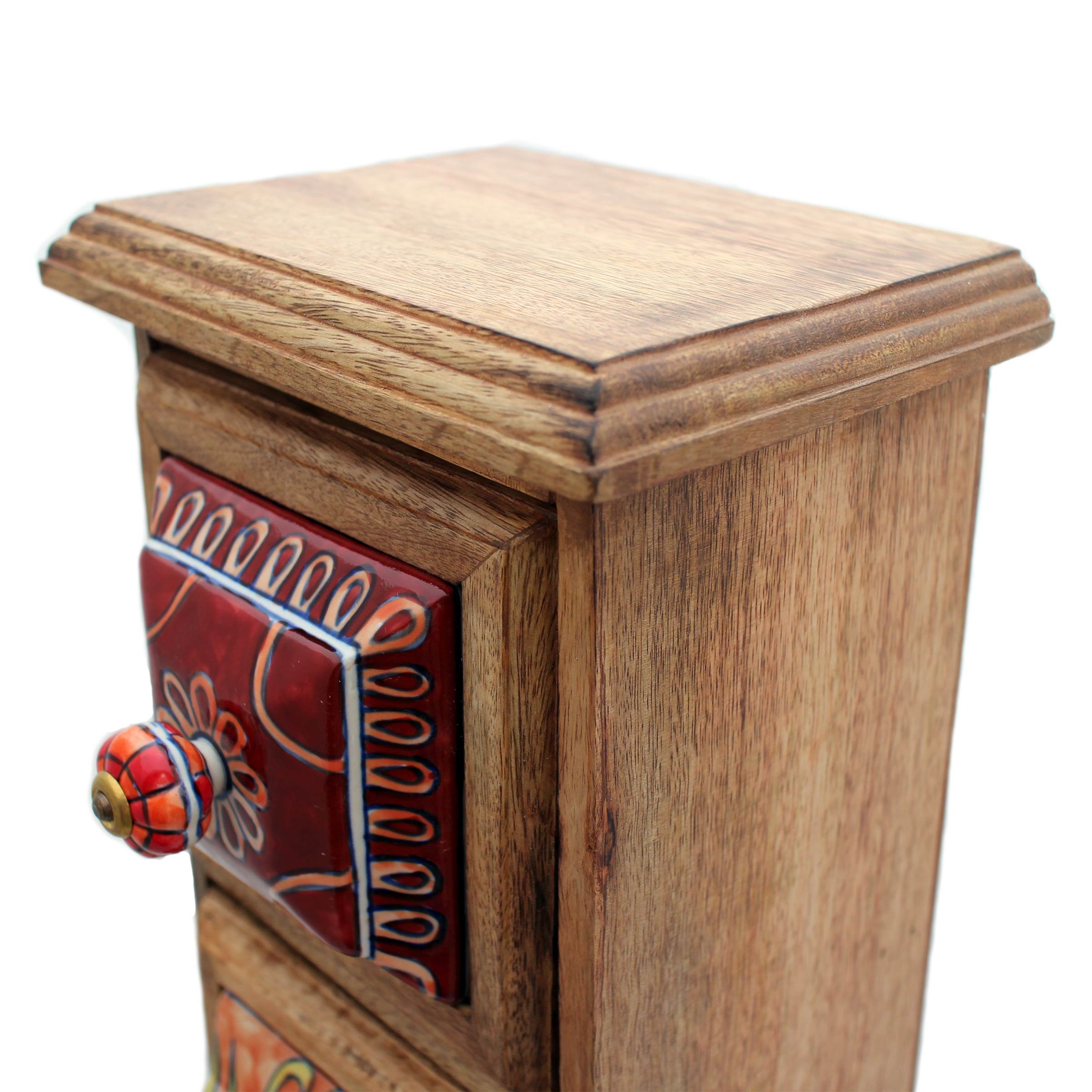 Gall&Zick Komoda z 5 szufladami, mini mała komoda, szafka meblowa, drewniana komoda z szufladami, ceramiczna, kolorowa dekoracja