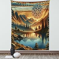 Vista 41 de Ambesonne Tapiz de palmera, impresión de imagen de atardecer tropical, estilo vintage, playa de verano, para colgar en la pared para dormitorio