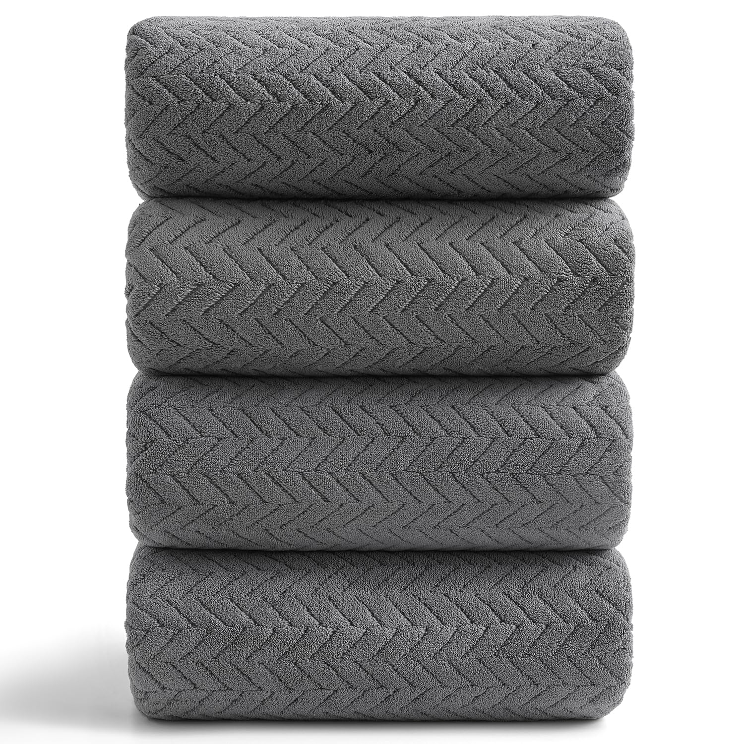 Ferdilan 4 Pack Large Bath Towels Set 35"x70" Grey Oversized Bath Sheet Chair Towels, 600 GSM Ultra Soft & Absorbent Towels for Bathroom, Quick Dry Towel for Gym Hotel Camp Pool