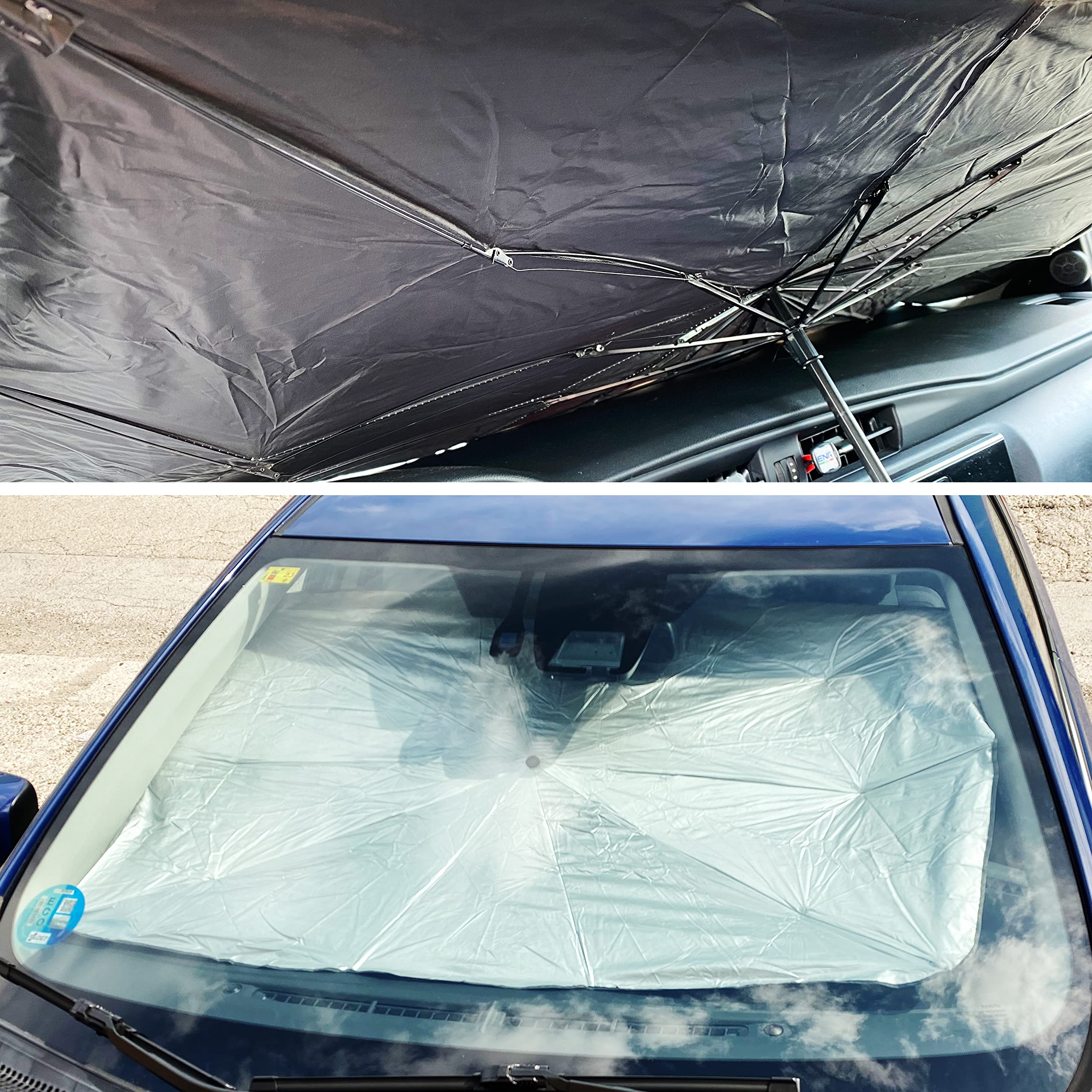 Enerfero faltbarer Sonnenschutz für Auto, Vorderseite, zusammenklappbar, Sonnenschirm für Auto, Sonnenschutz für Windschutzscheibe, für Sonne vorne