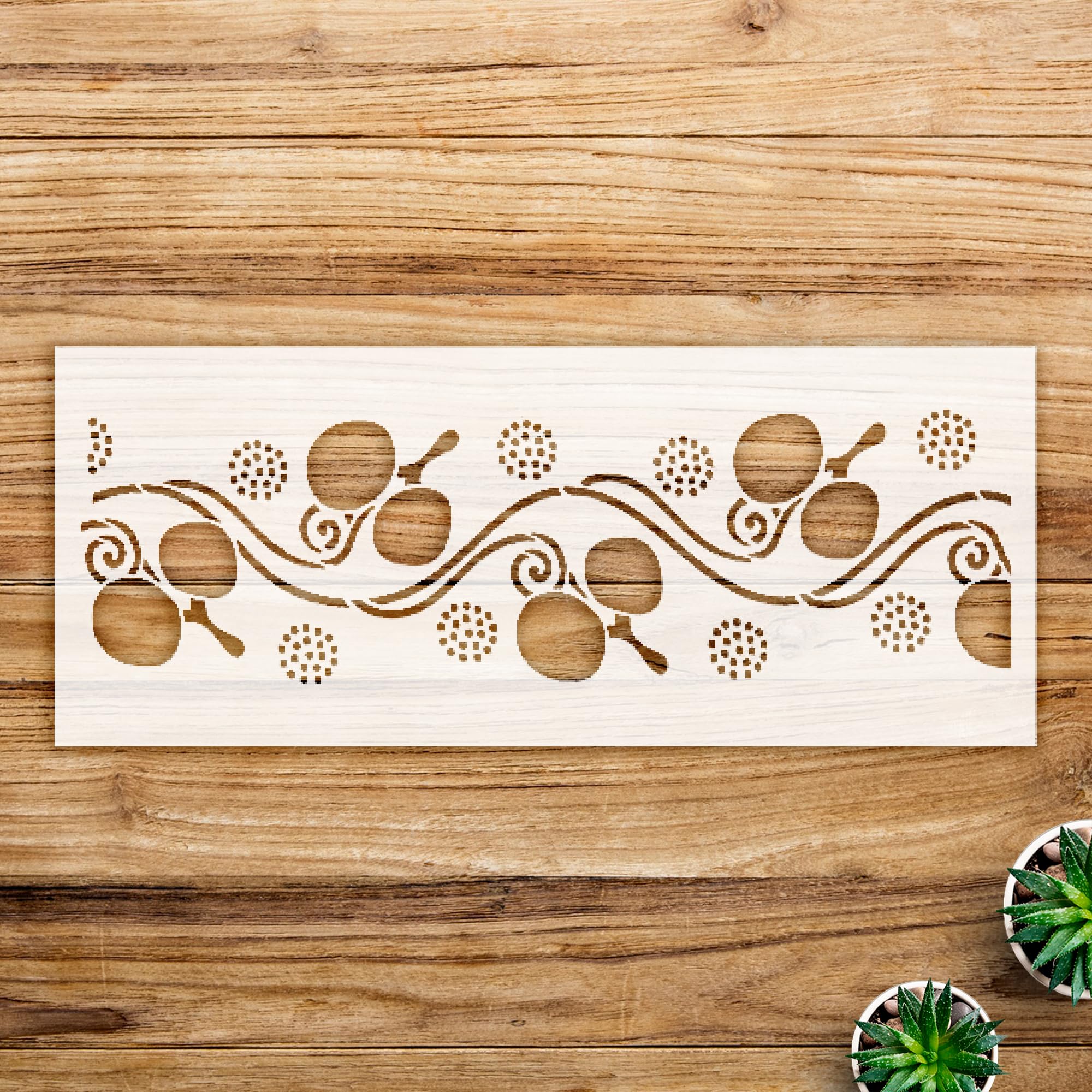 Fruit Vine Spiral Border Stencil for Walls and Crafts, Reusable Mylar Template, Ideal for Home Decor and DIY Projects - Size A1 (33.1