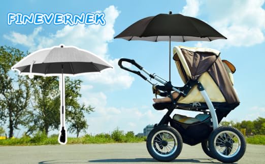 Ombrellino Universale Passeggino UV 50+ - Parasole Regolabile Per Carrozzine, Nero, Diametro 78 Cm - Foto 2