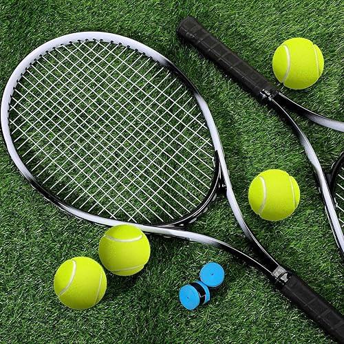 Miniatura 5 de Paquete de 4 raquetas de tenis para adultos, recreativas, para 4 jugadores, raquetas de tenis preencordadas de 27 pulgadas, raquetas de tenis