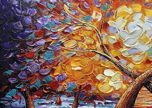 Miniatura 3 de V-inspire Arte, 24 X 48 Pulgadas Moderno Árbol Arte Paisaje Lienzo Arte De La Pared Pintura Al Óleo Sala De Estar Dormitorio Pinturas Pintadas A