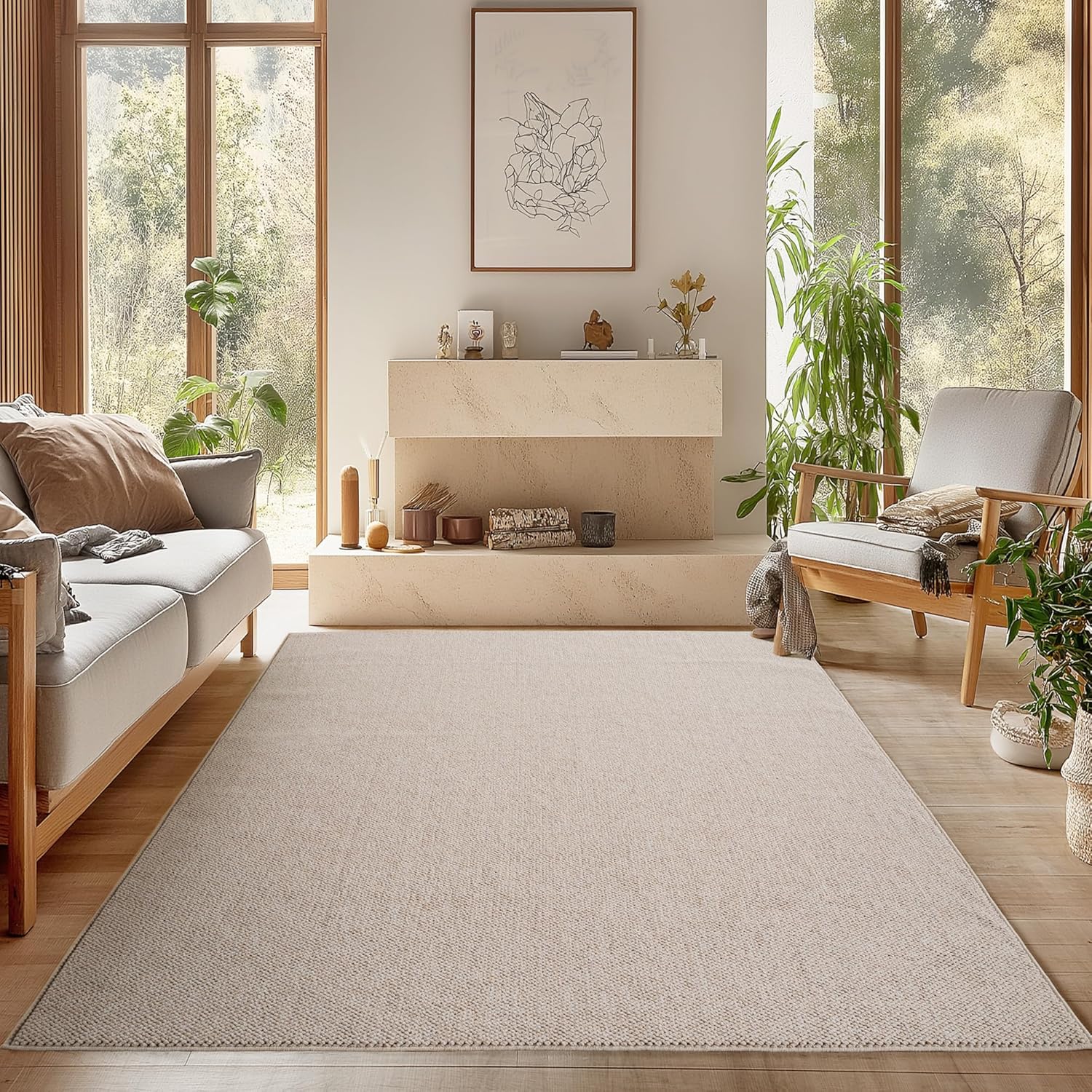 SIMPEX Teppich Beige 160x230, Bouclé Skandi-Look für Moderne, warme Wohnräume, weich &amp; pflegeleicht im Alltag ideal für Wohnzimmer, Essbereich &amp; Schlafzimmer