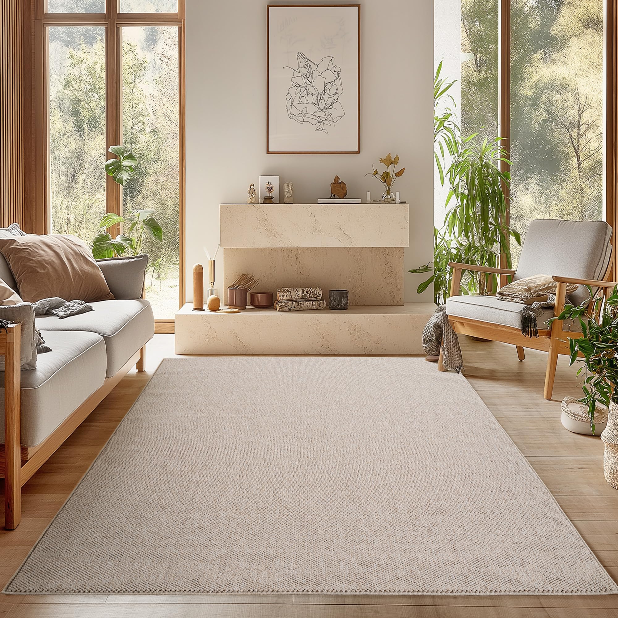 SIMPEX Teppich Bouclé Schlingenflor Skandi Stil Modern Superweich Robust Pflegeleicht für Wohnzimmer Sofabereich Esszimmer Schlafzimmer Küche