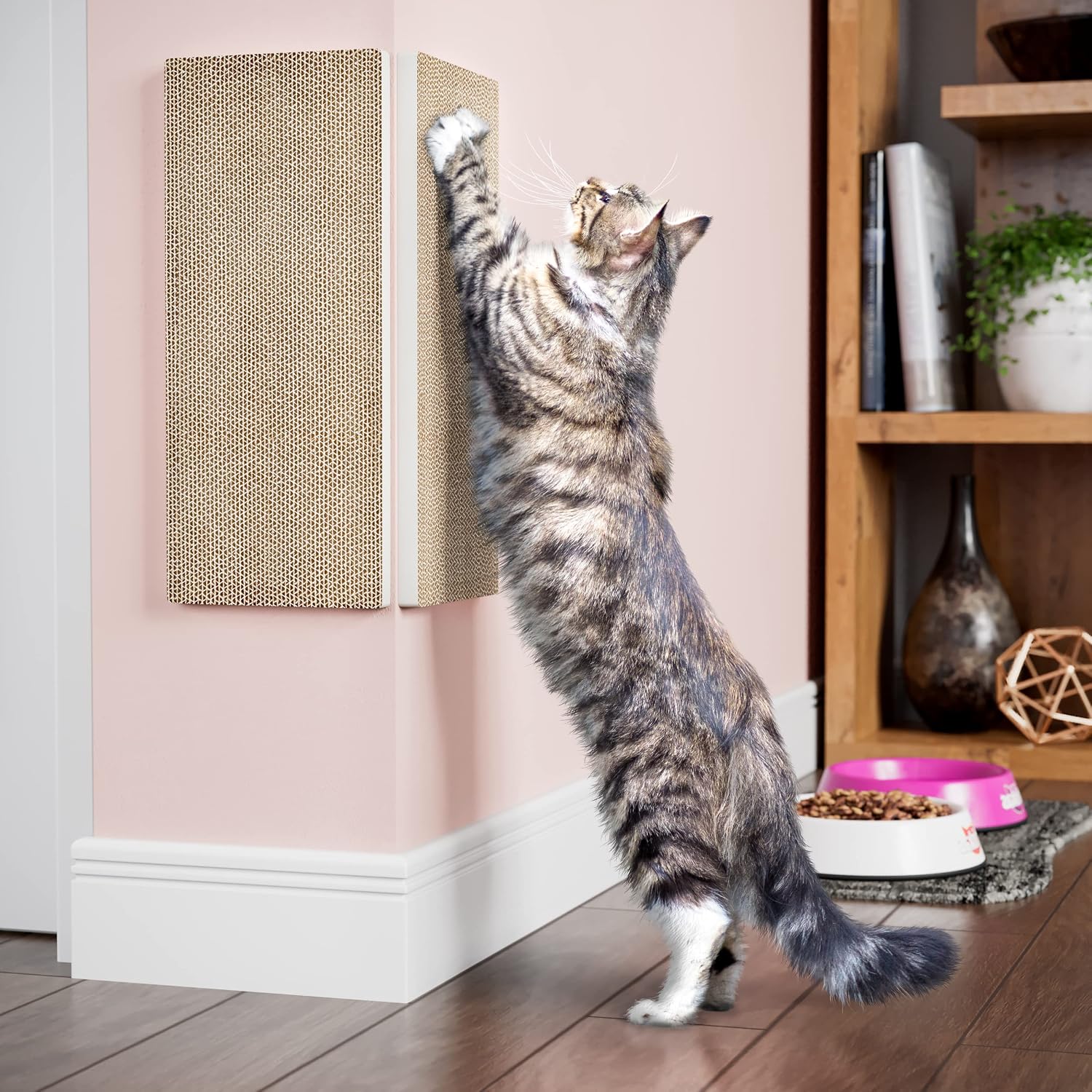 review WAY BASICS 2 Pack Cat Scratcher Wall Mounted Corner Scratch Pad (Free Silvervine Organic Catnip)