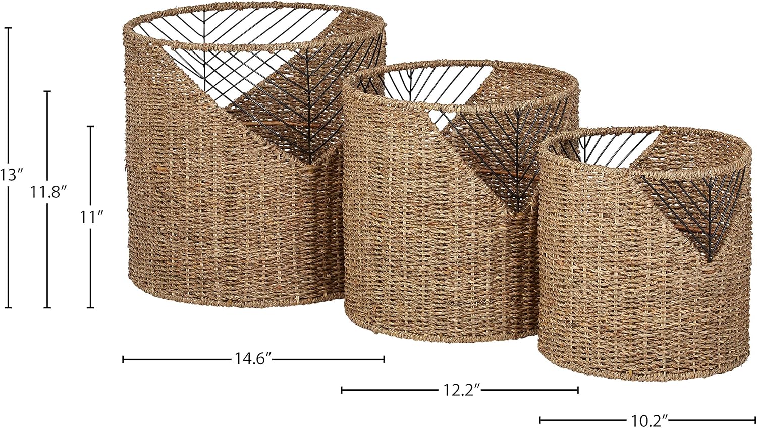 Amazon Brand – Stone & Beam Modern Round Seagrass Storage Basket Set - Pack of 3 - Image 4