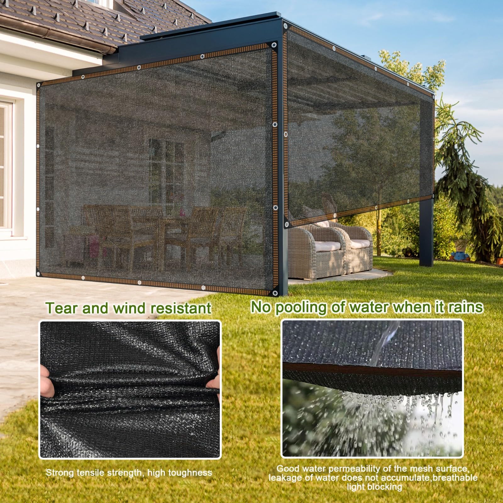 Schattierungsnetz Schattennetz Mit ösen, Sonnenschutznetz Garten Schwarz 6-PIN 80% Leicht und Haltbarkeit Beschattungsnetz Schattiernetz für Gewächshaus Pergola Terrassenüberdachung 2x3M