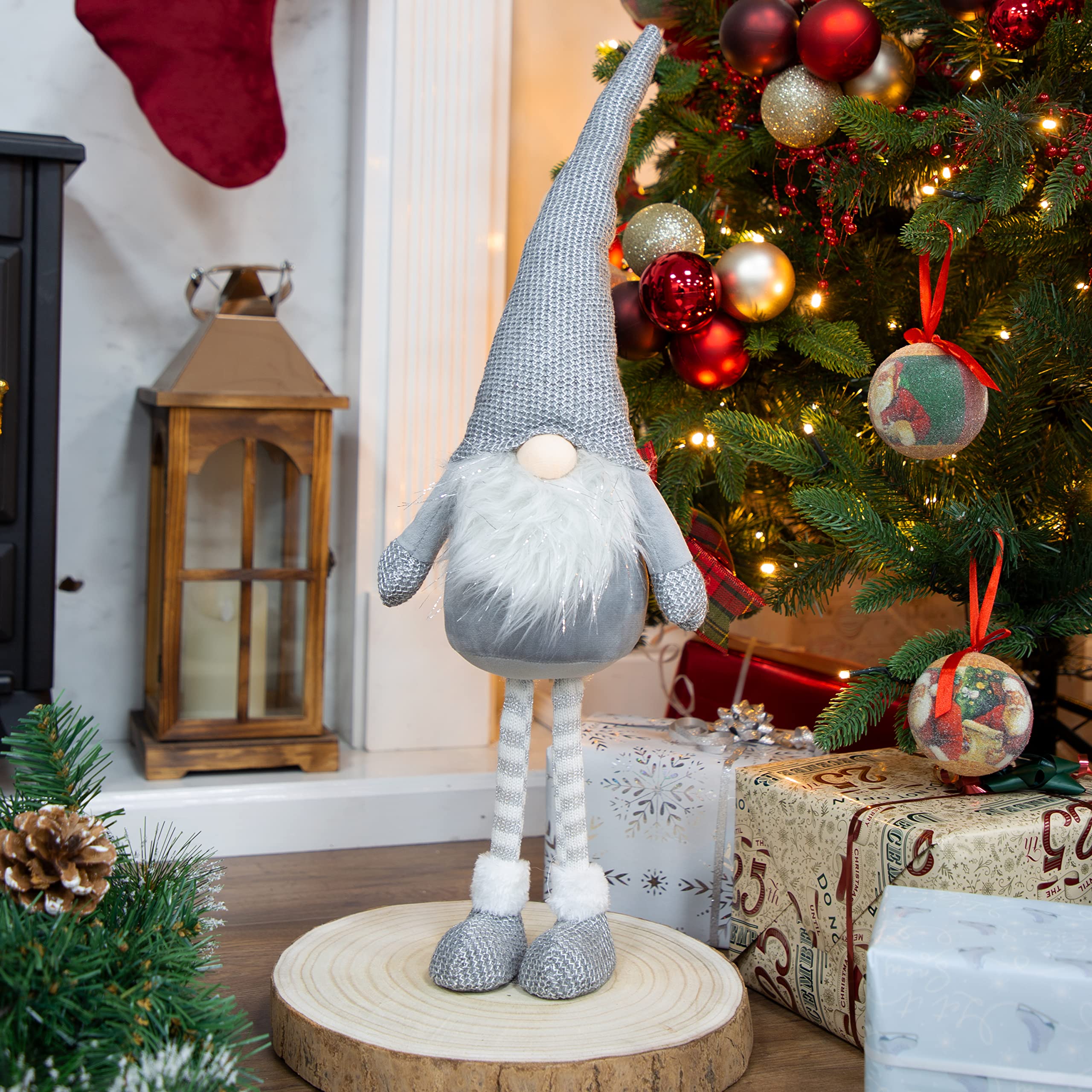 The Christmas Workshop Grey Standing Felt Gnome Ornament/Festive Collectable Gonk/Woolen Decoration And Sizes (Grey Standing)