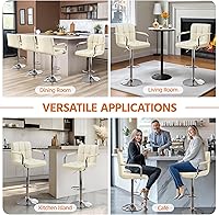 Vista 102 de Yaheetech - 4 taburetes de bar ajustables para mostrador de cocina, taburetes de bar/mostrador, silla de comedor giratoria hidráulica de piel Marrón