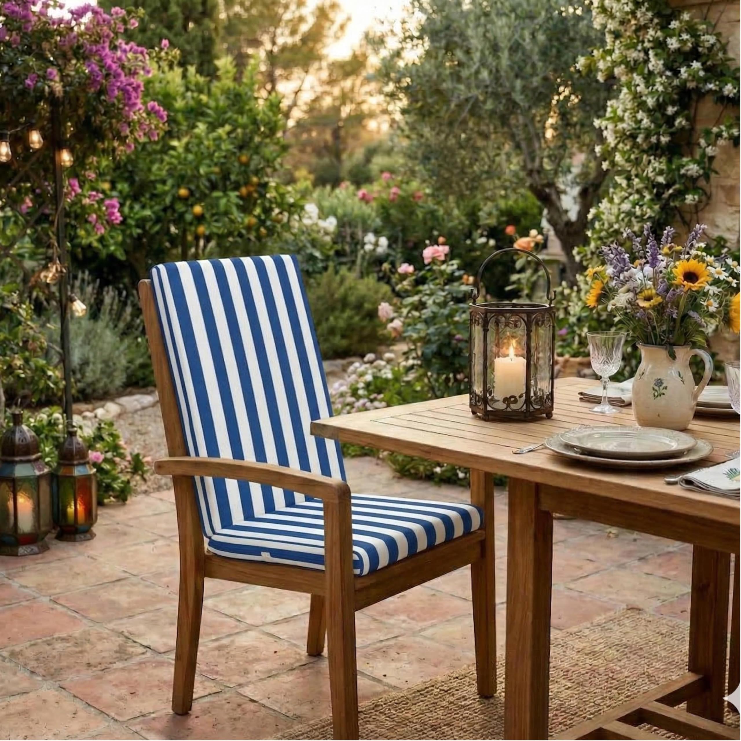 PIND Cojín para Tumbona Exterior de Rayas 120x50x3,5cm – Cojín para Hamaca y Tumbonas de Resina o Madera, Funda Lavable y Antideslizante, Ideal para Jardín, Balcón y Playa, Máximo Confort Relax