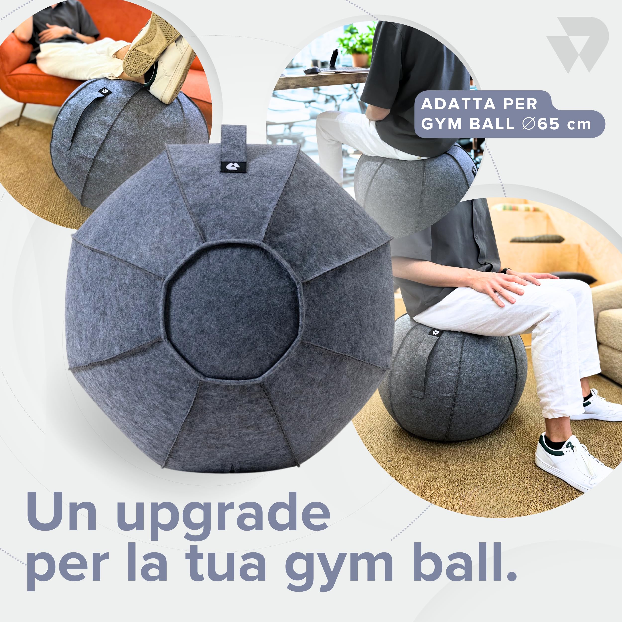 BILDER - Coque pour Balle Pilates et Fitness en Feutre de Laine, étui Fitball avec Fermeture éclair, protège Contre Les Rayures Sale, Accessoires pour Outils de Gymnastique Maison et entraînement