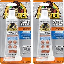 Gorilla Waterproof Caulk & Seal100% Silicone Sealant, 2.8oz Squeeze Tube, Clear (Pack of 2)