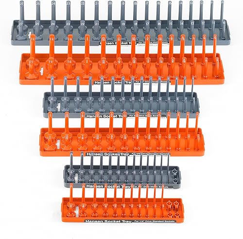 Hansen - Bandejas organizadoras de enchufes, soporte de 2 filas, juego de almacenamiento de 6 piezas para organización de cajas de herramientas,
