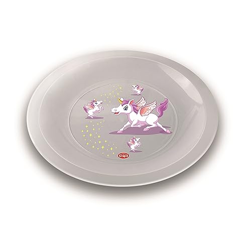 Snips, Set of 12 Washable Hard Plastic Plates, Reusable Plastic Plates, Unicorn Decoration, Diameter 23.5 cm, Made in Italy - Image 2