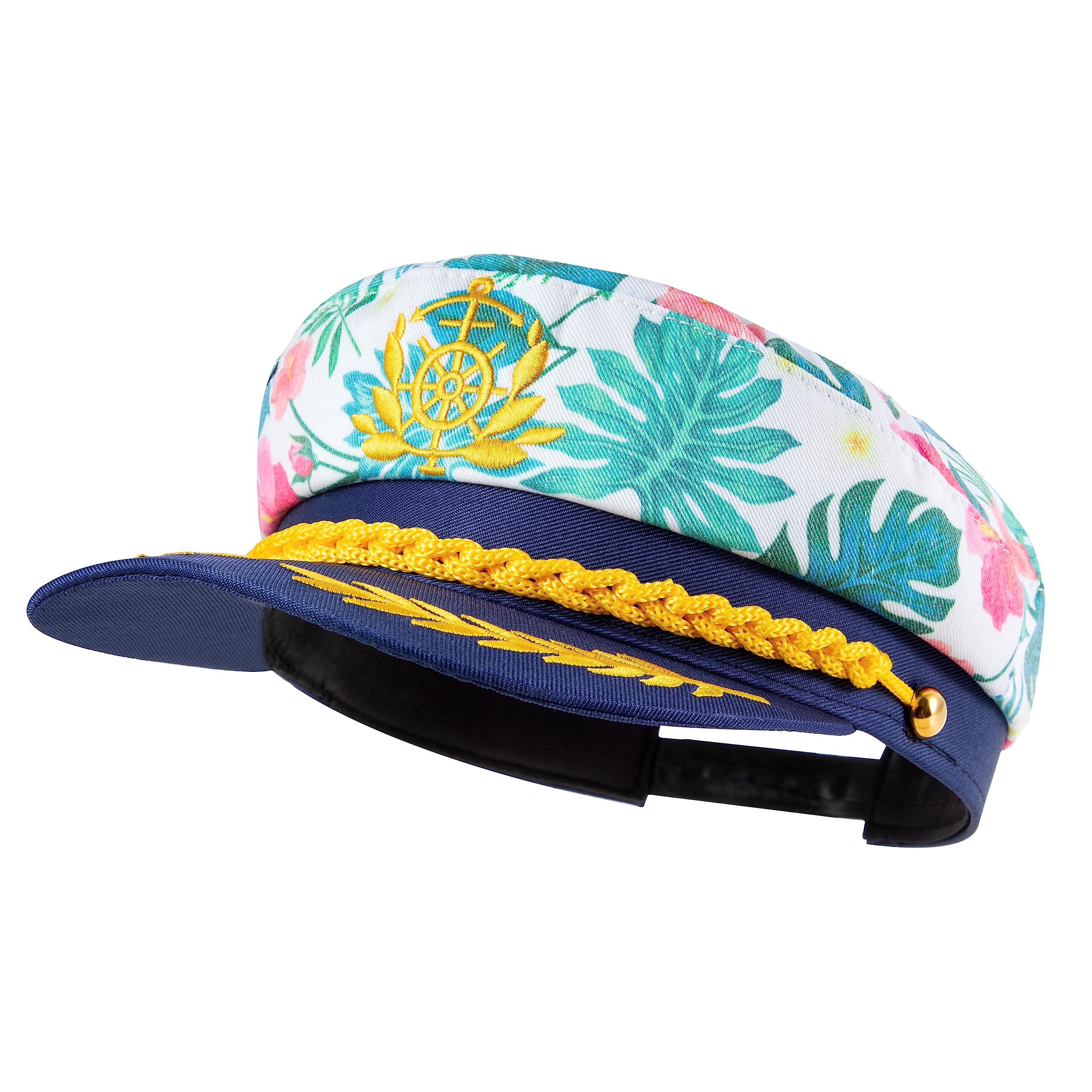 Adult Captain Hat Sailor Hat Bachelor Party Yacht Leaf Printed Bachelor Party Navy Party Hen Party Dress Up Halloween Marine Themed Party Admiral Captain Hook Sailor Costume Decorations for Men Women
