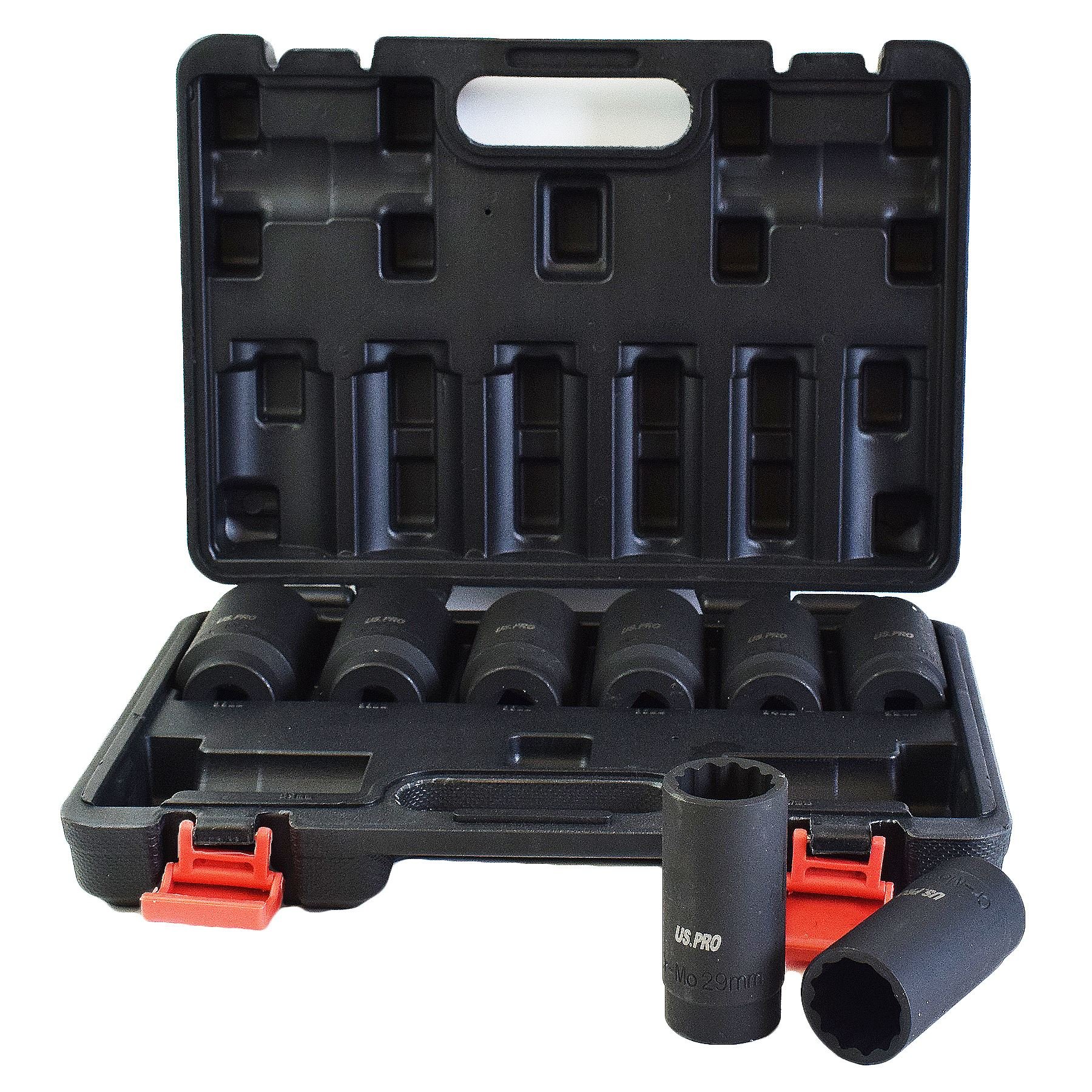 1/2" de orejeta de accionamiento del eje de tuerca de rueda Zócalos de impacto tamaños métricos de 29mm - 39mm 8pc configurada