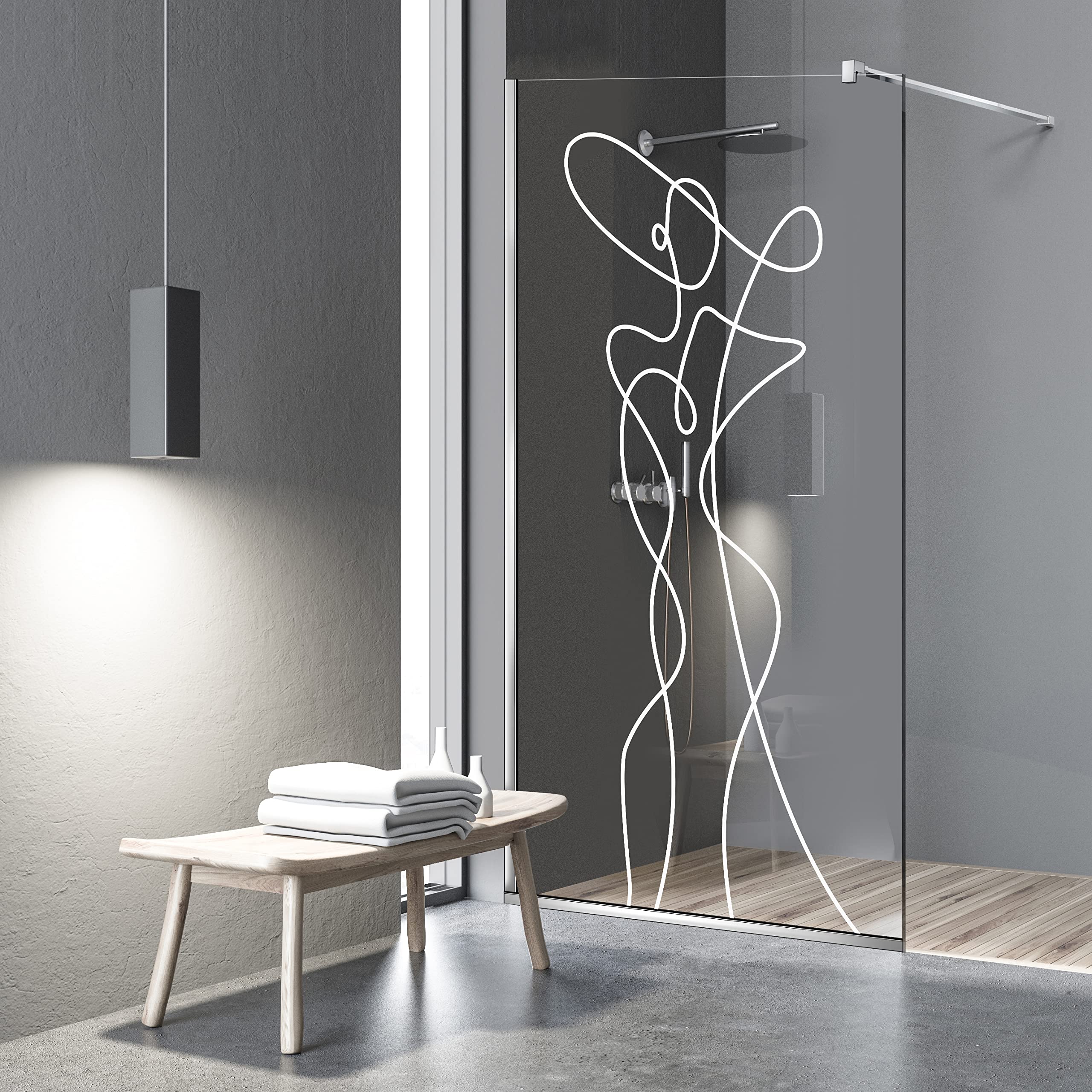Aqua Roy INOX Modell Vogue 100cm ab 70/80/90/100/110/120 Walk in Duschwand Sicherheitsglas Klarglas 8mm Duschabtrennung für Nassraum Nano beschichtet sandgestrahltes Muster (100x195cm)