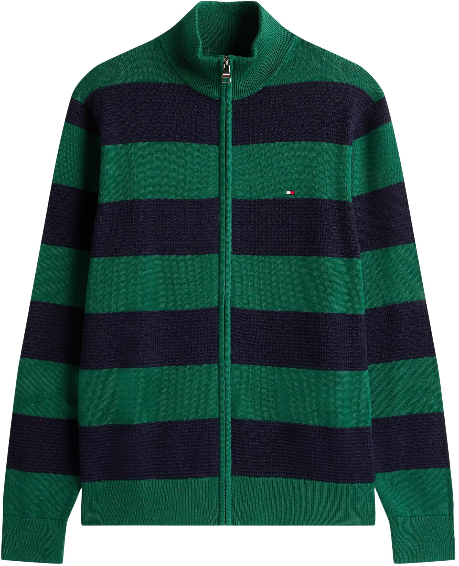Tommy Hilfiger Uomo Pullover con Zip Cotton Zip Through con Colletto alla Coreana