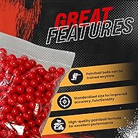 Vista 4 de Bolas de paintball rojas calibre 43 para pistolas de paintball Umarex T4E relleno rojo sangre