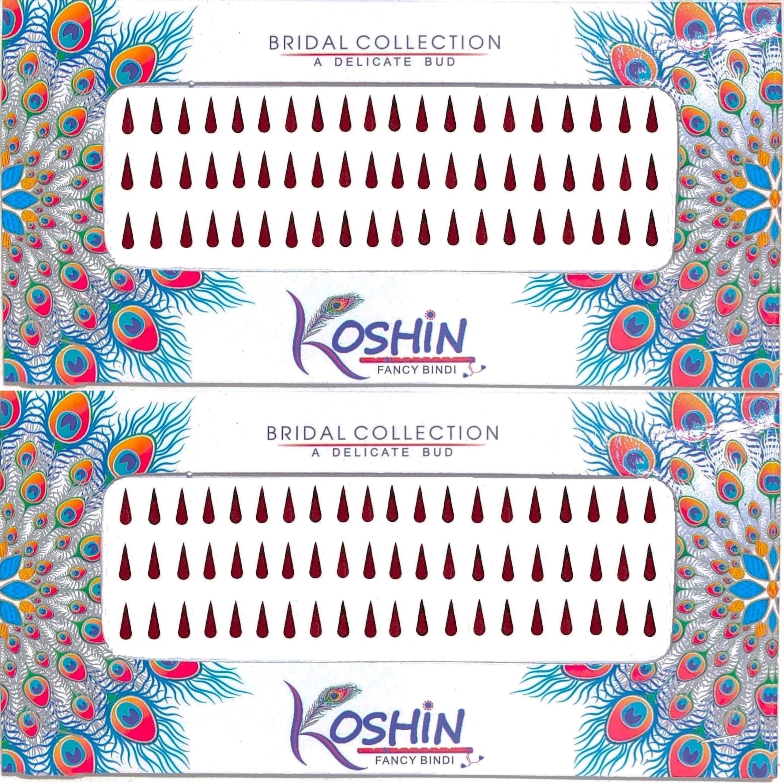 KOSHIN Dark Maroon Color Tilak Small Size Forehead Bindi For Women Girl Ladies-Height 1 cm x Width 4 mm Per Bindi | Velvet Fabric | KumKum Bindi | Self Adhesive | Tilak | Tikli | Pottu | Combo Pack 2-picture-23