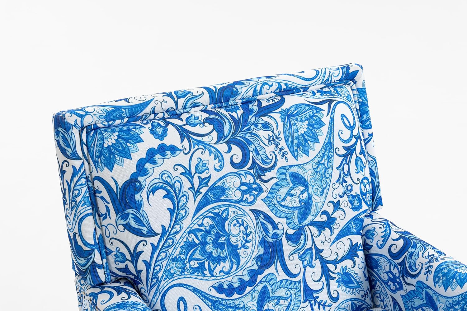 KEIKI Vintage Porcelain Accent Chair with Nailhead Trim, Upholstered Lounge Armchair - Ergonomic High Back Support, Perfect for Reading Nook