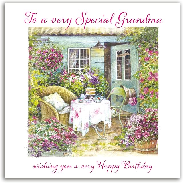 The Heritage Press 'To a Very Special Grandma Wishing You a Very Happy Birthday' - Tea in The Garden - Greeting Card for Grandmother with Envelope - 215X215mm
