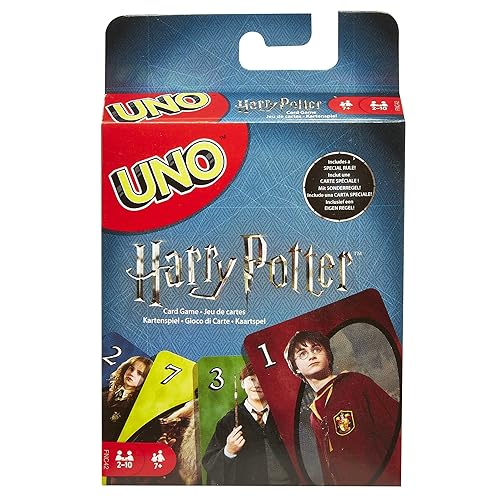 Immagine del prodotto Mattel Games - Gioco di Carte UNO Harry Potter, l'Iconico Gioco di Carte per Tutta la Famiglia con i Personaggi del Mondo di Harry Potter, da 2 a 10 Giocatori, Giocattolo per Bambini, 7+ anni, FNC42