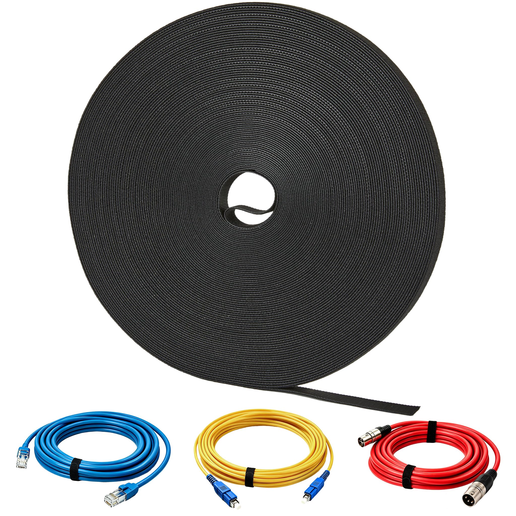 100 ft x 1/2 inch Hook and Loop Roll, Reusable Fastening Cable Ties, Multi-Purpose Cable Management Wire Ties Cable Straps for Organizing Home, Office and Data Centers