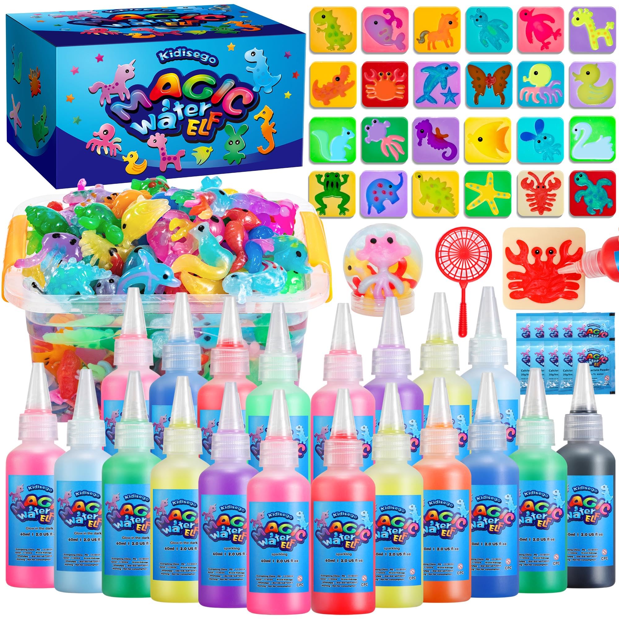 Aqua Fairy Water Gel Kit for Kids, Magic Water Elf Toy Kit with 20 Colors Magic Gel, Aqua Fairy kit with 24 Shape Molds, Crate Your Own Magic Elf Kits Water Pets Craft Kits for Kids