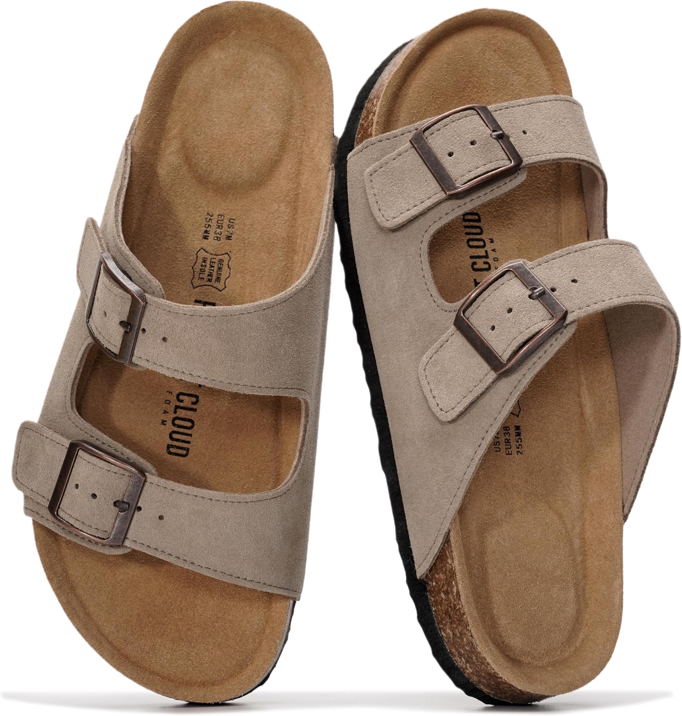 Genuine Leather Flat Sandals Beach Essentials Womens Sandals Memory Foam Vacation Essentials Slides for Women Footwear (Venita)
