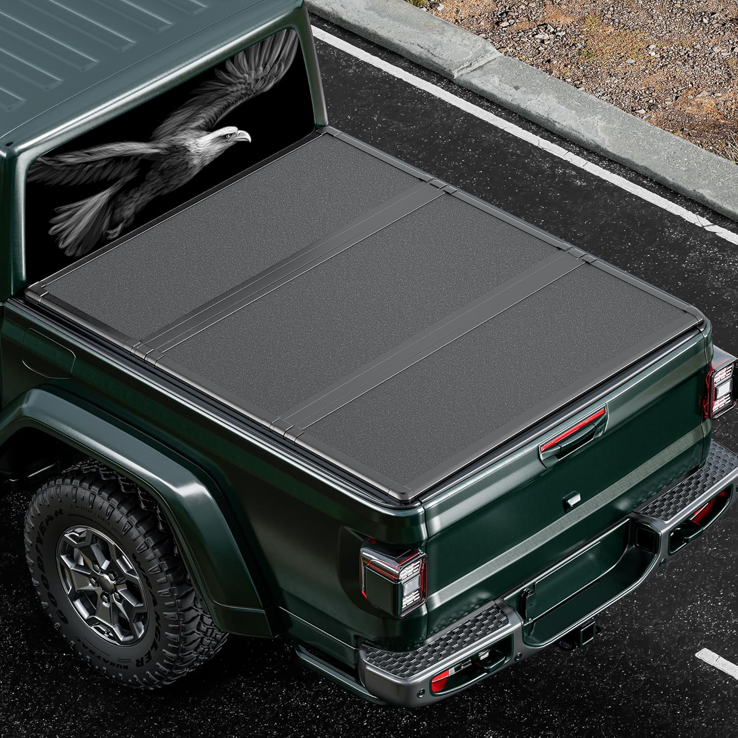 5'5" Hard Fiberglass Tri-Fold Truck Bed Tonneau Cover Fits for 2007-2025 Tundra Fit for Deck Rail