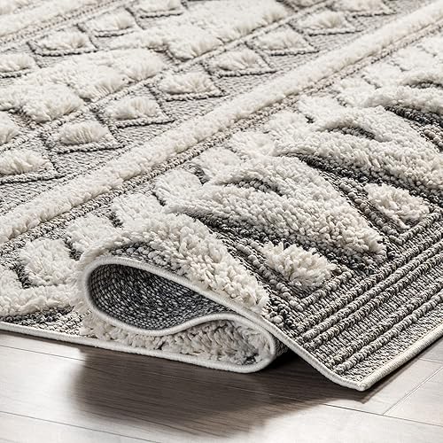 Miniatura 6 de nuLOOM Rebecca - Alfombra de área con textura alta y baja, 4 x 6, color gris