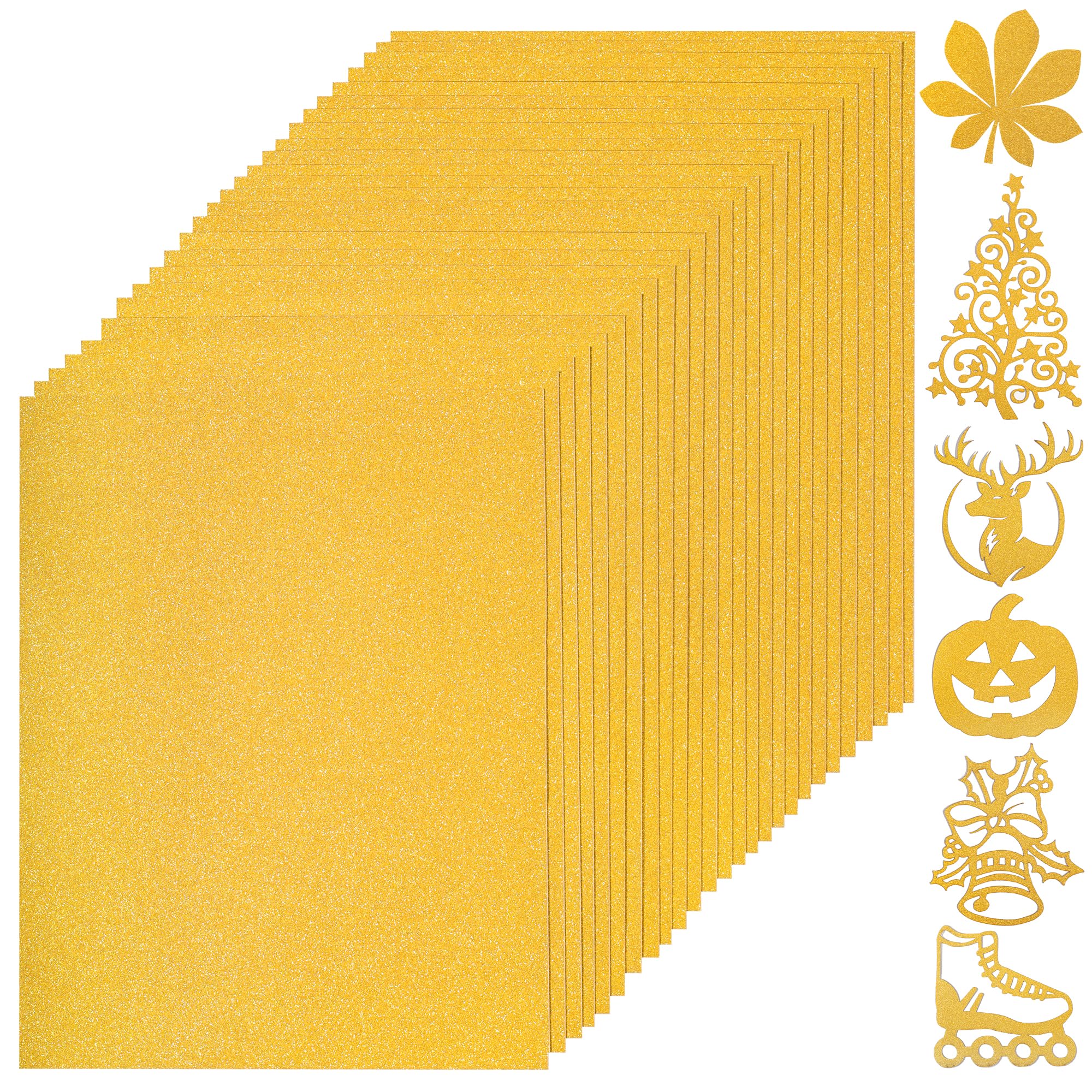 25 Sheets Gold Glitter Cardstock 8.5 x 11 Inches, 250gsm/92lb Heavy Weight Thick Sparkle Card Stock Paper for Crafts DIY Projects Card Making Birthday