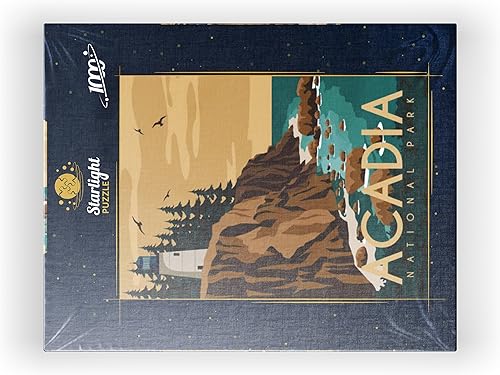 Miniatura 8 de MyPuzzle Acadia National Park Maine USA Art Deco - Póster vintage con ilustración - Rompecabezas de 1000 piezas prémium para adultos