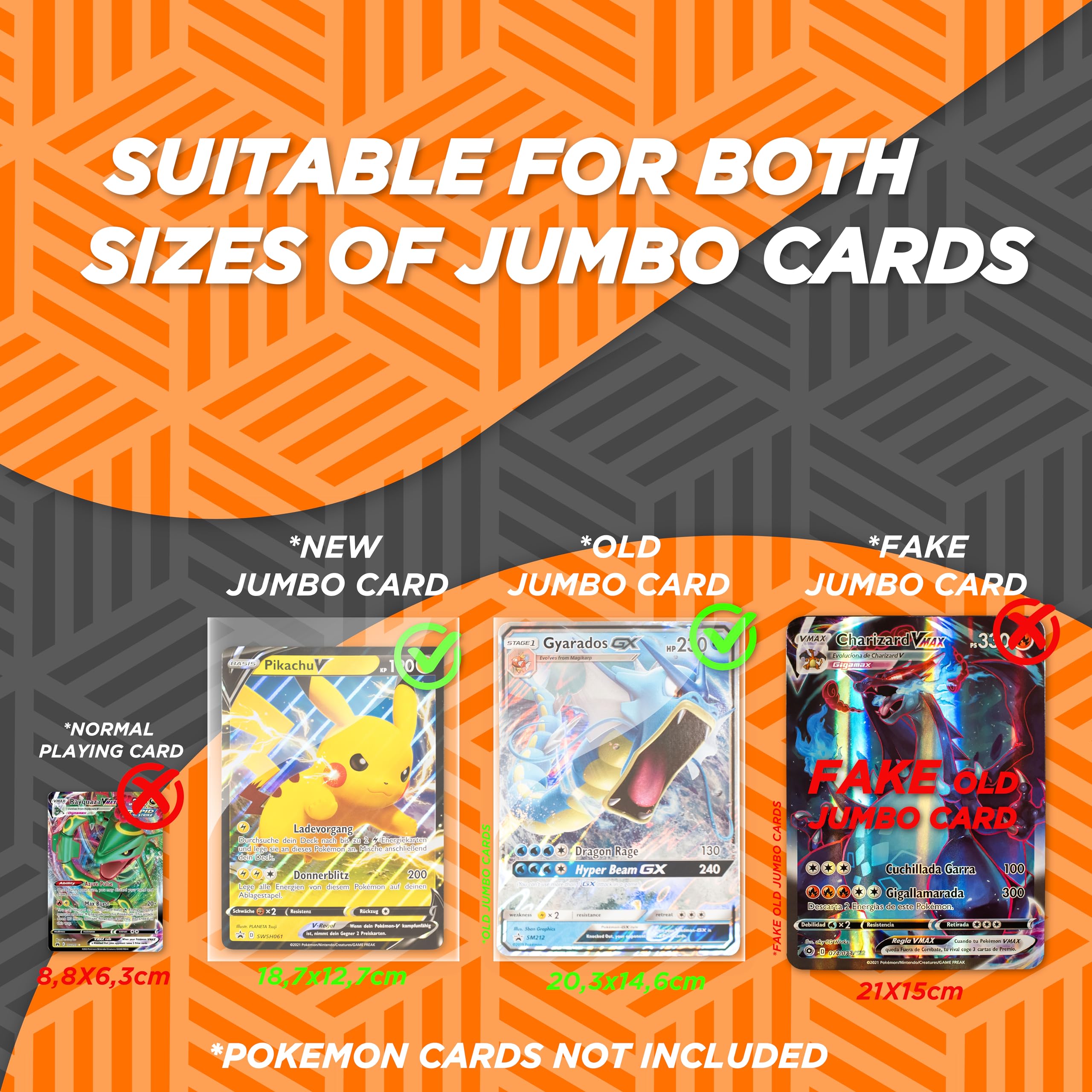 Card Sleeves for Jumbo XXL, Card Sleeves, Card Sleeves Size 150 x 205 mm,  Jumbo Size Sleeves Compatible with Pokemon Promo, Card Protector Case,  Sleeves Pack of 25 (SLOVER25) - BigaMart