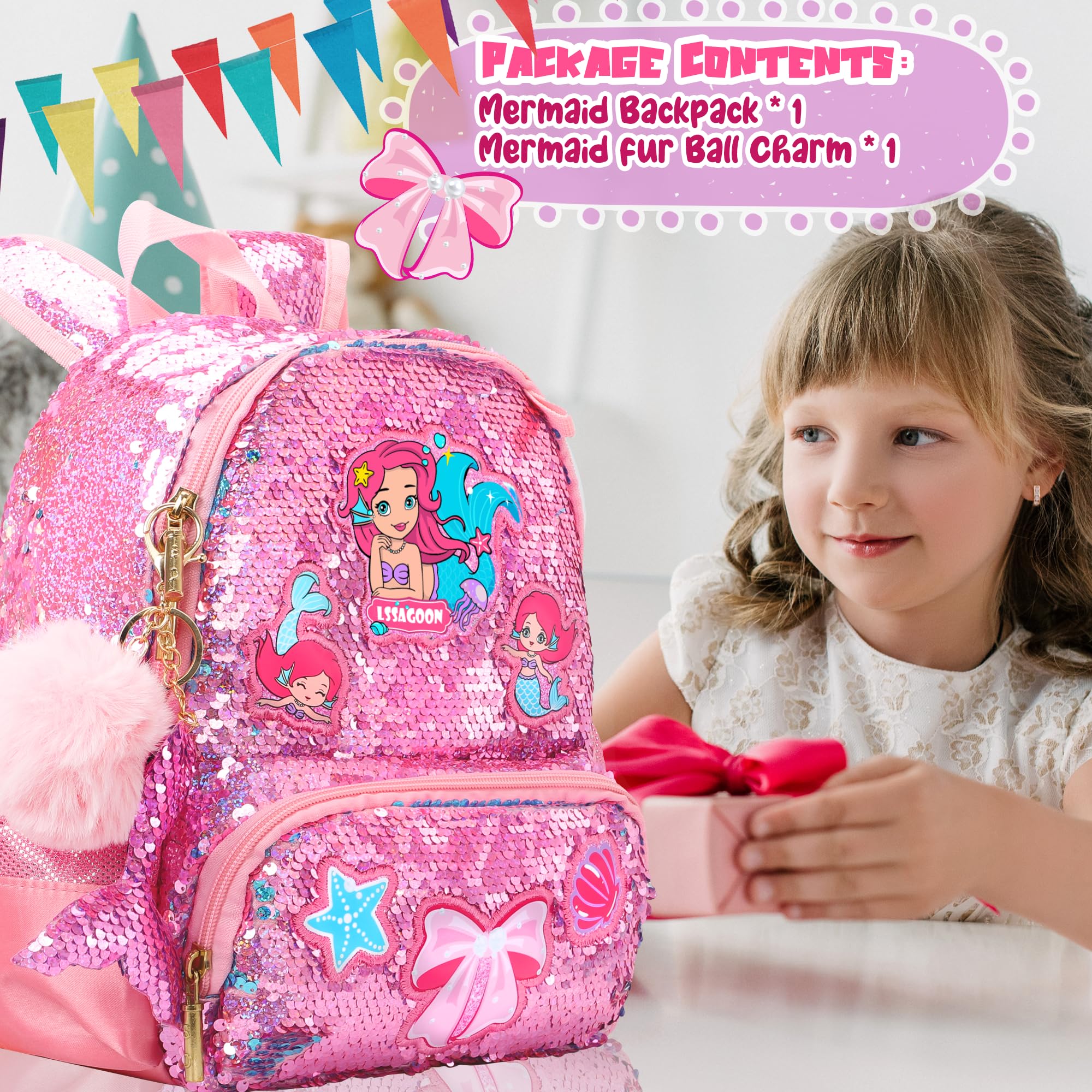 Sac à Dos Fille Licorne Paillettes, Cartable Enfant Maternelle Mignon, Sac Ecole Fille Primaire Mode, Petites Backpack Préscolaire pour Scolaire Garderie Ecole, Cadeau pour Anniversaire Xmas