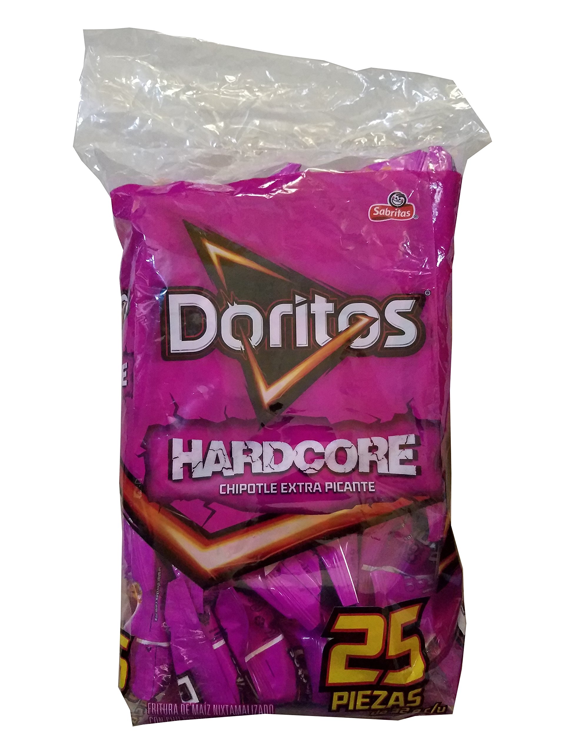 Doritos Dinamita Hardcore Chipotle Extra Picante (25 Bags-1.16oz) Pack Limited Edition Original Mexican Version Rolled Hot Chili Corn Tortilla Chips Snacks