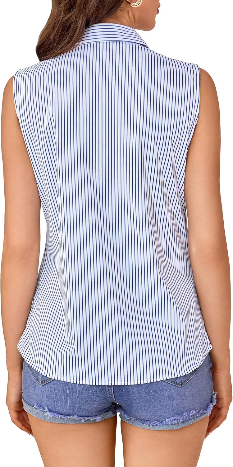 COUXILY Wrinkle-Free & Non-Iron Women's Sleeveless Button Down Shirts Blouses with Mulberry Silk Tank Casual Work Tops - Image 5