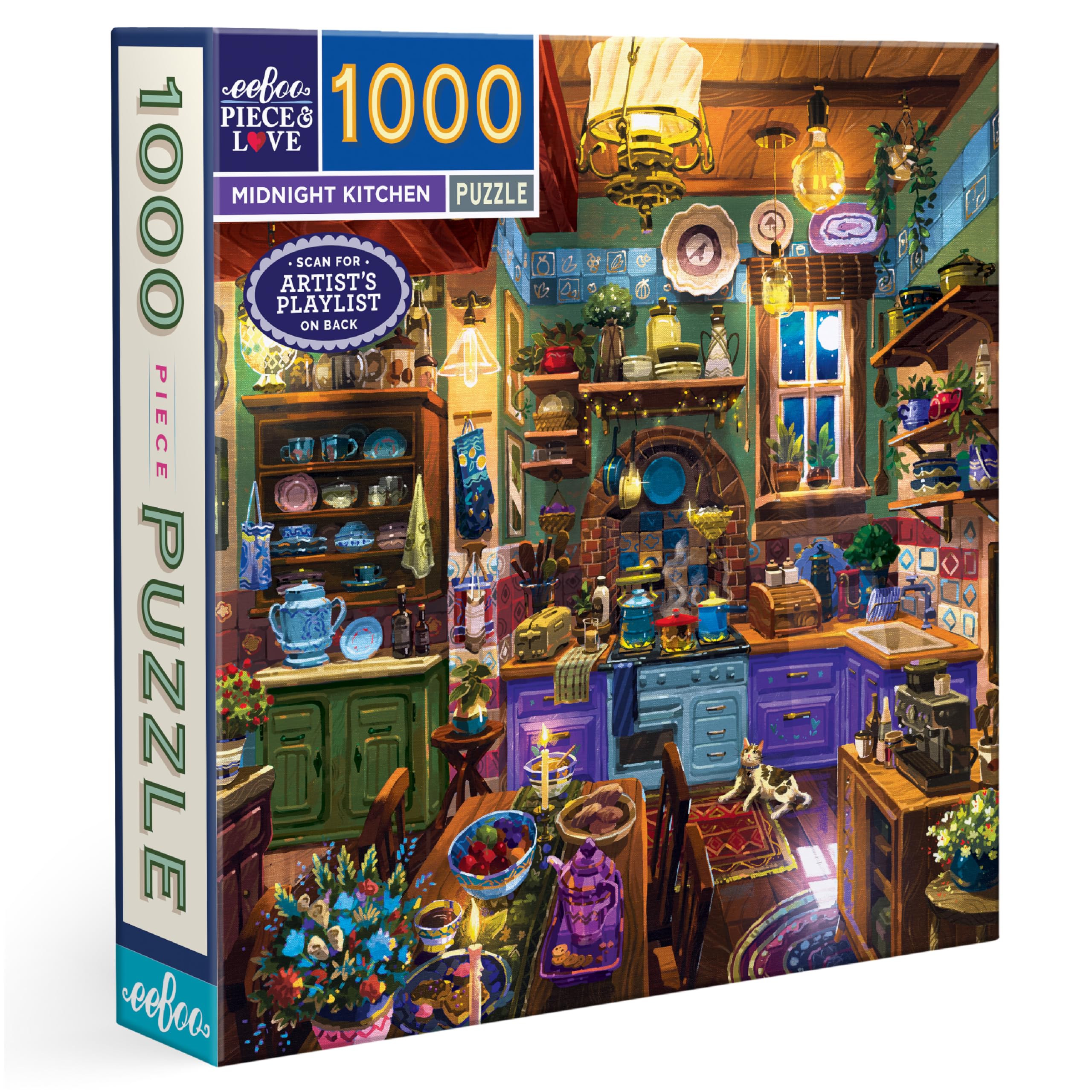 eeBoo Midnight Kitchen 1000 Piece Square Jigsaw Puzzle, 23" x 23"